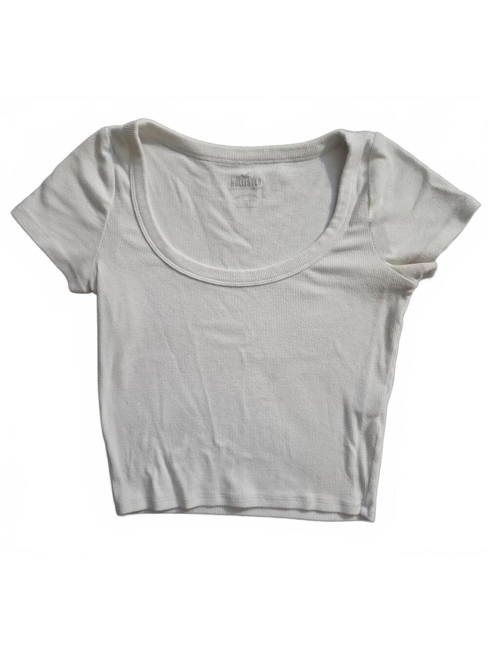 Hollister White Ribbed Crop Top, Size S